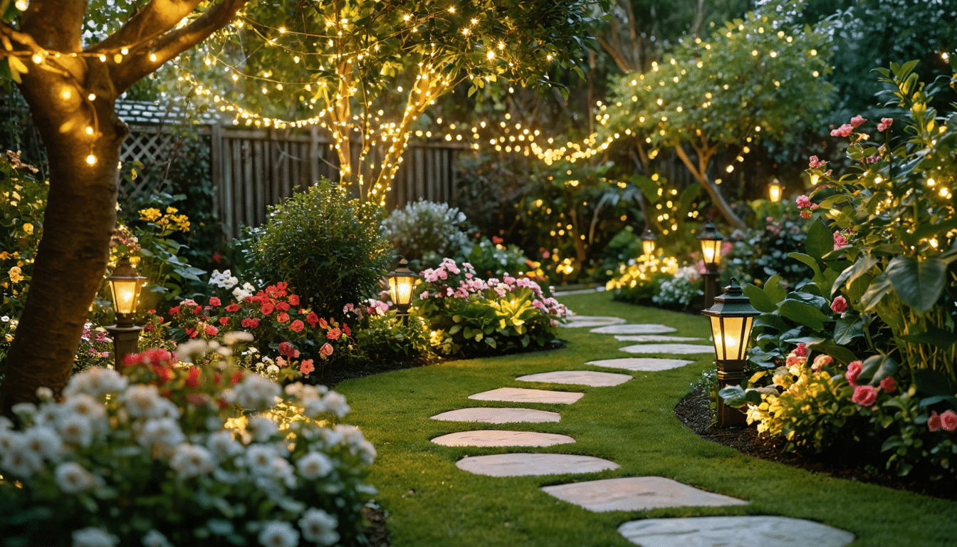explorez des techniques d'illumination astucieuses pour mettre en valeur la beaut&eacute; de votre jardin et de vos plantes. transformez votre espace ext&eacute;rieur en un havre de paix lumineux, combinant esth&eacute;tique et ambiance chaleureuse.