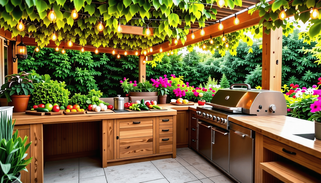 d&eacute;couvrez comment transformer votre jardin en un v&eacute;ritable espace culinaire ext&eacute;rieur convivial pour l'&eacute;t&eacute;. id&eacute;es de design, conseils pratiques et astuces pour profiter de repas en plein air avec vos proches.