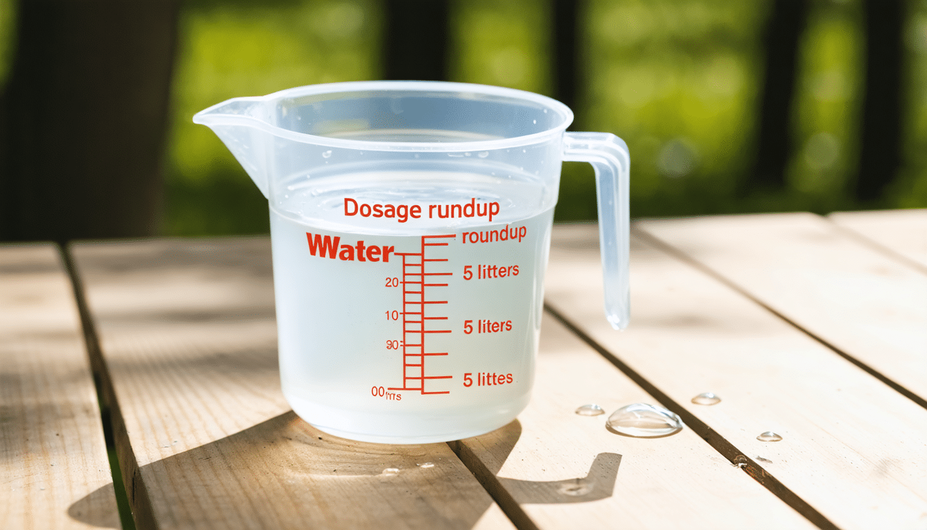 d&eacute;couvrez nos recommandations pour le dosage du roundup dans 5 litres d'eau. assurez une utilisation s&eacute;curis&eacute;e et efficace de ce herbicide tout en respectant les normes de s&eacute;curit&eacute;.