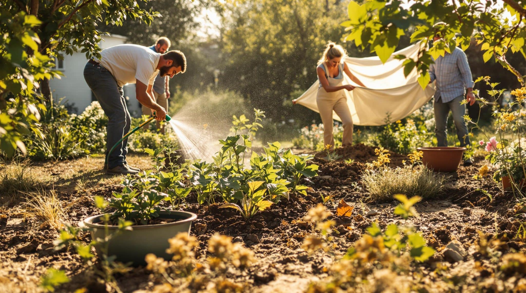 d&eacute;couvrez comment prot&eacute;ger votre jardin des effets de la canicule en france avec nos quatre actions essentielles. apprenez &agrave; maintenir l'humidit&eacute; du sol, &agrave; choisir les bonnes plantes, &agrave; optimiser l'arrosage et &agrave; cr&eacute;er des ombres naturelles pour aider votre jardin &agrave; survivre pendant les p&eacute;riodes de chaleur intense.