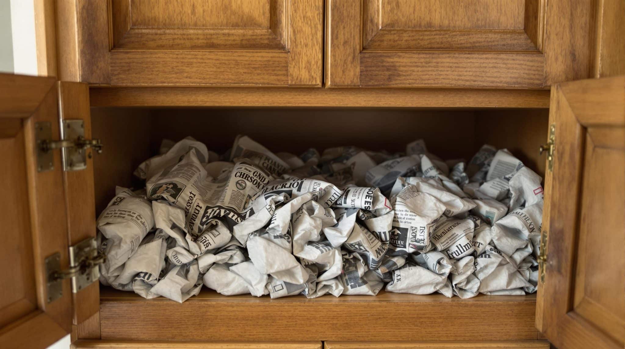 d&eacute;couvrez l'astuce de grand-m&egrave;re pour garder vos placards de cuisine impeccables : utilisez du papier journal ! &eacute;conomique et efficace, cette m&eacute;thode traditionnelle permet d'absorber l'humidit&eacute; et de pr&eacute;venir les odeurs, tout en apportant une touche d'originalit&eacute; &agrave; votre rangement.