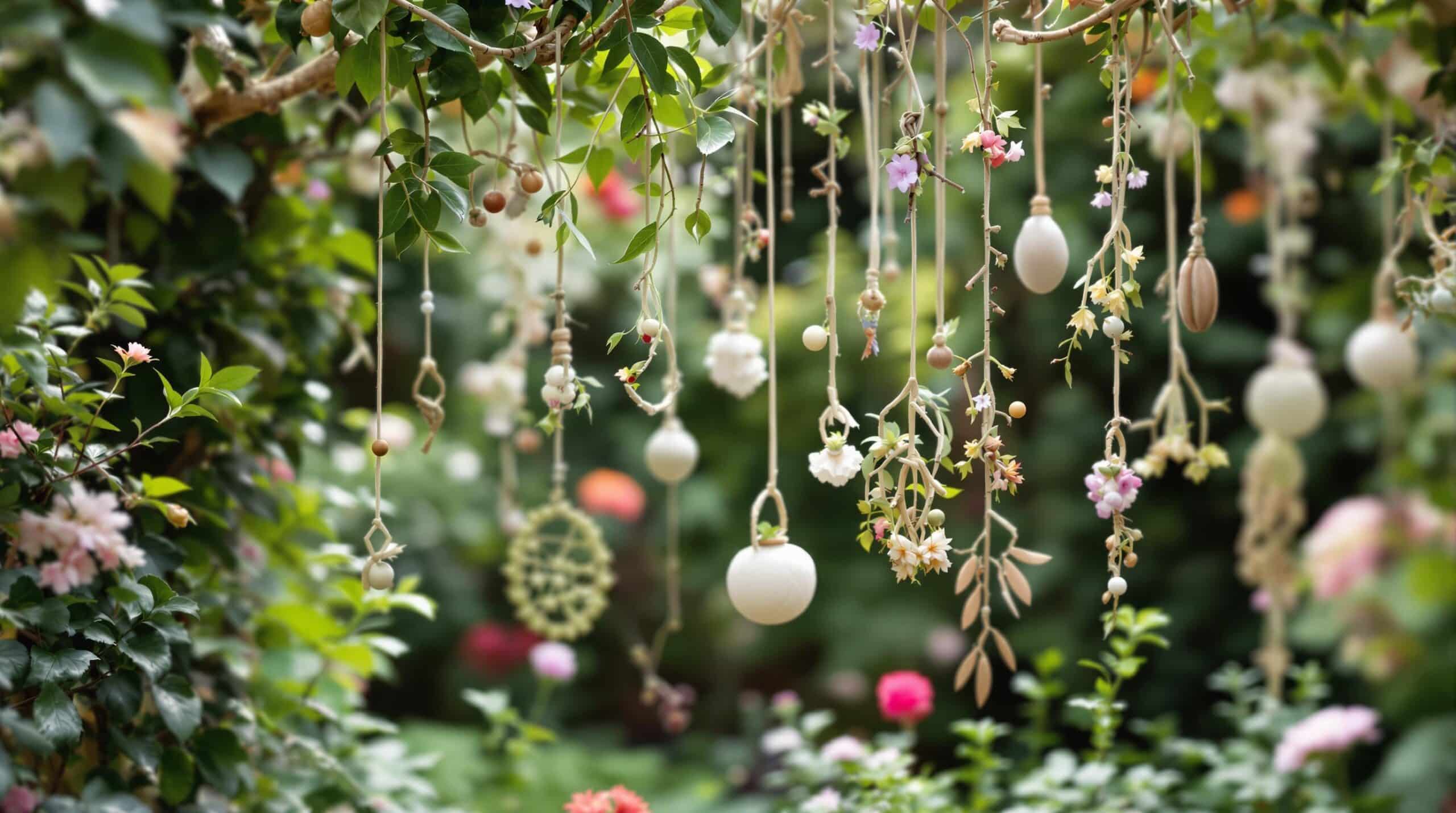 transformez votre jardin en un véritable havre de paix avec nos suspensions artisanales. fabriquées à partir de trésors naturels glanés lors de vos balades estivales, ces créations uniques apporteront une touche féérique à votre espace extérieur.