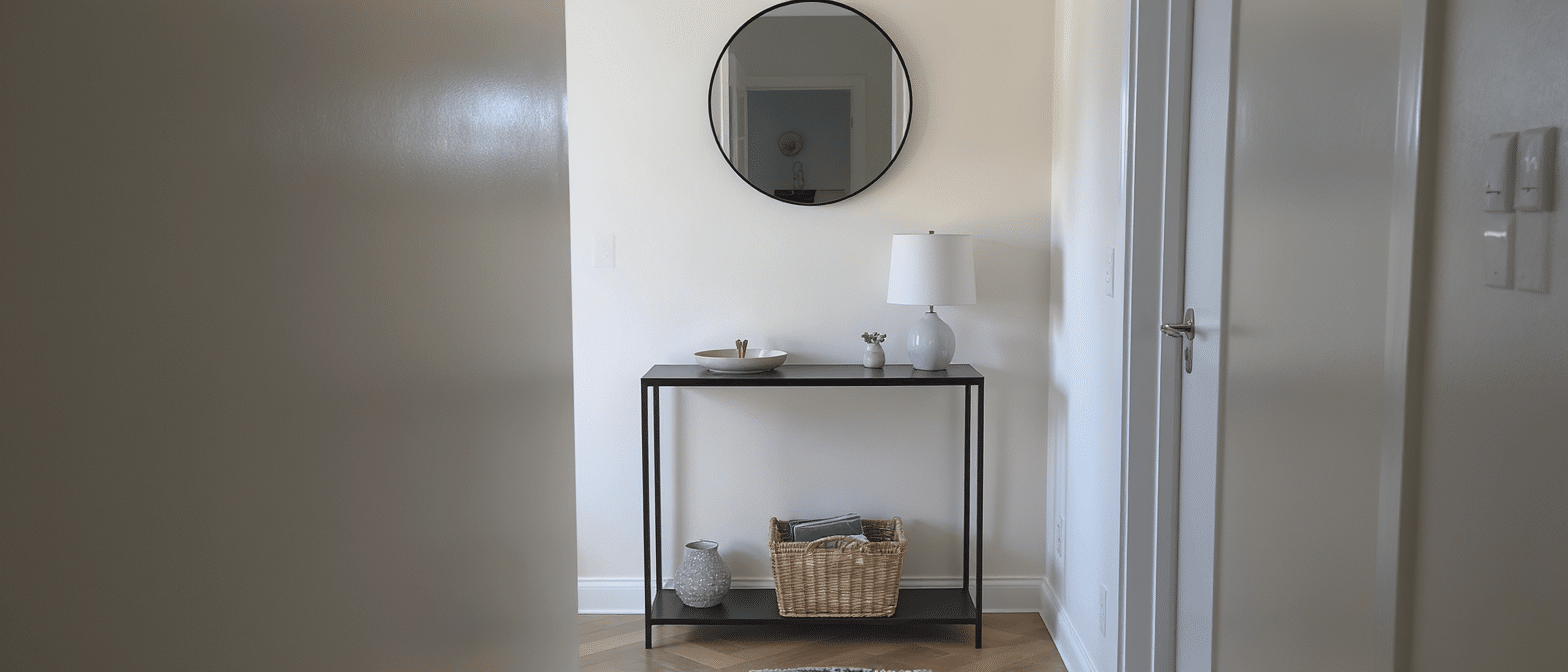 d&eacute;couvrez cette console &eacute;l&eacute;gante &agrave; seulement 35 &euro; chez jysk, l'accessoire id&eacute;al pour sublimer et meubler votre couloir trop vide avec style et fonctionnalit&eacute;.
