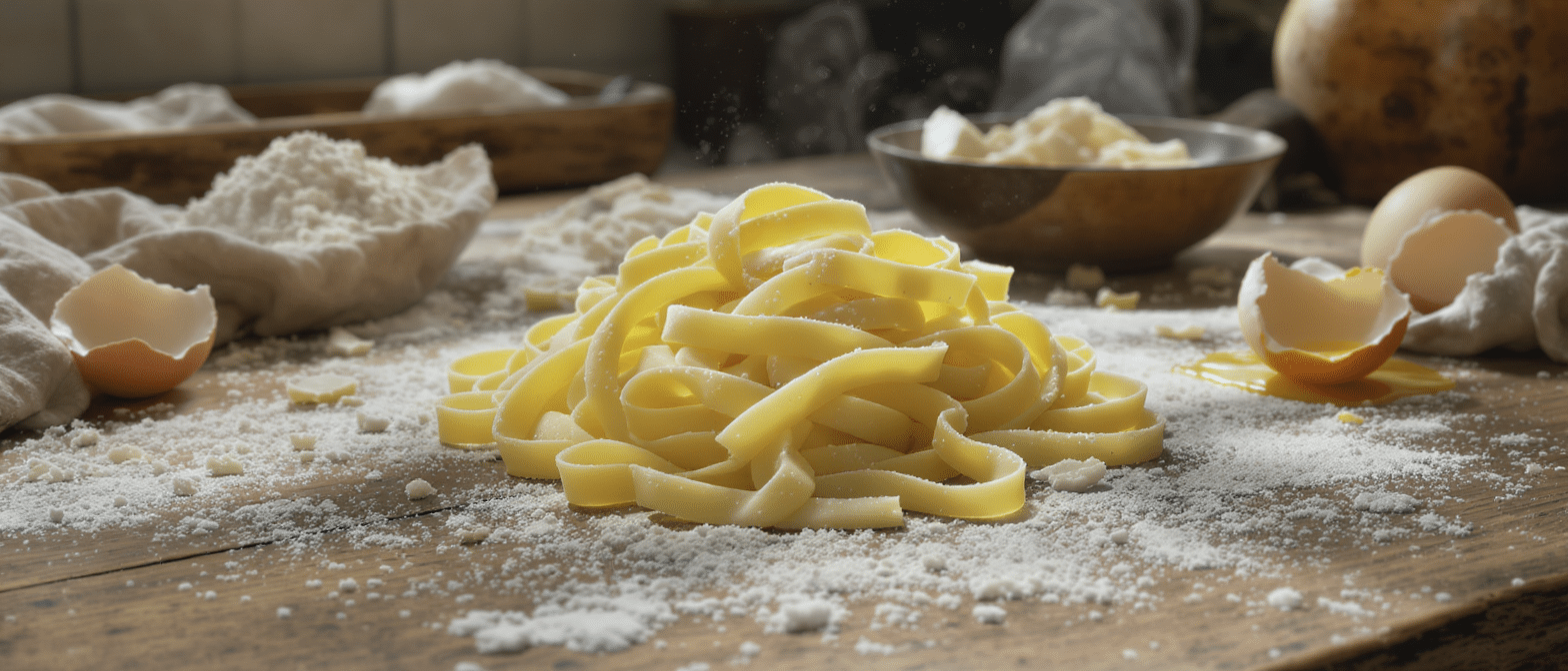 d&eacute;couvrez une recette ultra-simple avec seulement 2 ingr&eacute;dients pour pr&eacute;parer des tagliatelles maison comme chez la nonna, sans machine. dites adieu aux p&acirc;tes du commerce !