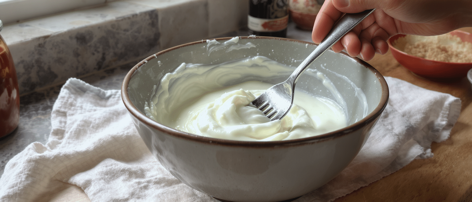 d&eacute;couvrez le secret de ma grand-m&egrave;re limousine : &eacute;craser le g&acirc;teau au yaourt &agrave; la fourchette pour obtenir une texture moelleuse et in&eacute;gal&eacute;e, un vrai d&eacute;lice traditionnel &agrave; adopter.
