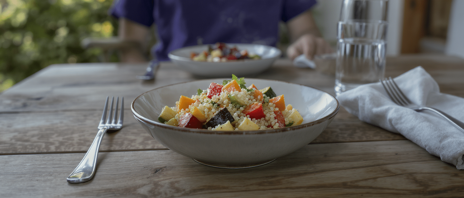 d&eacute;couvrez une salade de quinoa aux l&eacute;gumes r&ocirc;tis qui ravit m&ecirc;me les palais les plus exigeants, parfaite pour les soir&eacute;es de mai l&eacute;g&egrave;res et savoureuses.