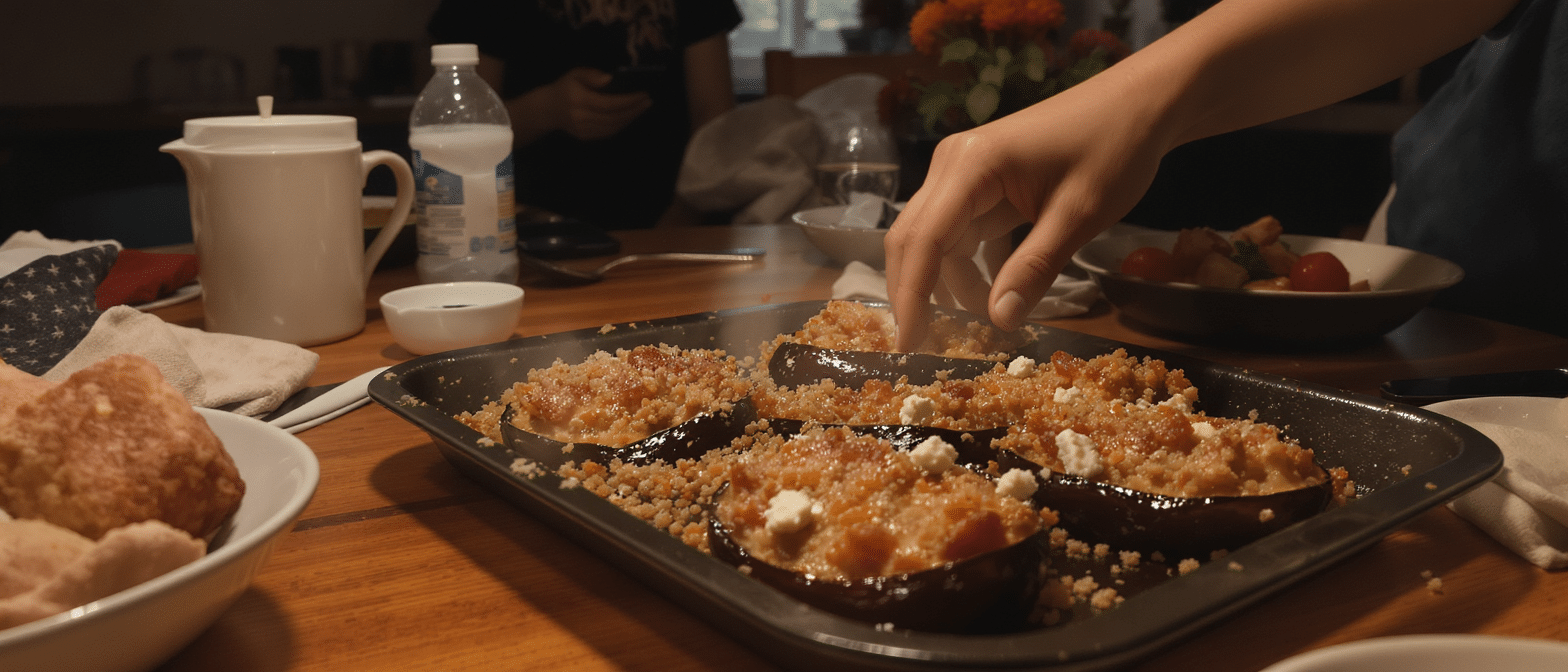 d&eacute;couvrez la recette revisit&eacute;e d'aubergines farcies avec une garniture v&eacute;g&eacute;tarienne savoureuse qui a convaincu m&ecirc;me les amateurs de viande, id&eacute;ale pour un repas sain et gourmand en famille.