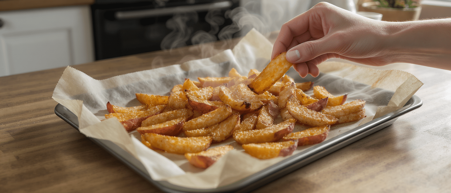 d&eacute;couvrez les frites de patate douce au four, une alternative maison saine et savoureuse qui va r&eacute;volutionner vos repas et surpasser les frites classiques. croquez cette nouvelle tendance gourmande d&egrave;s maintenant !