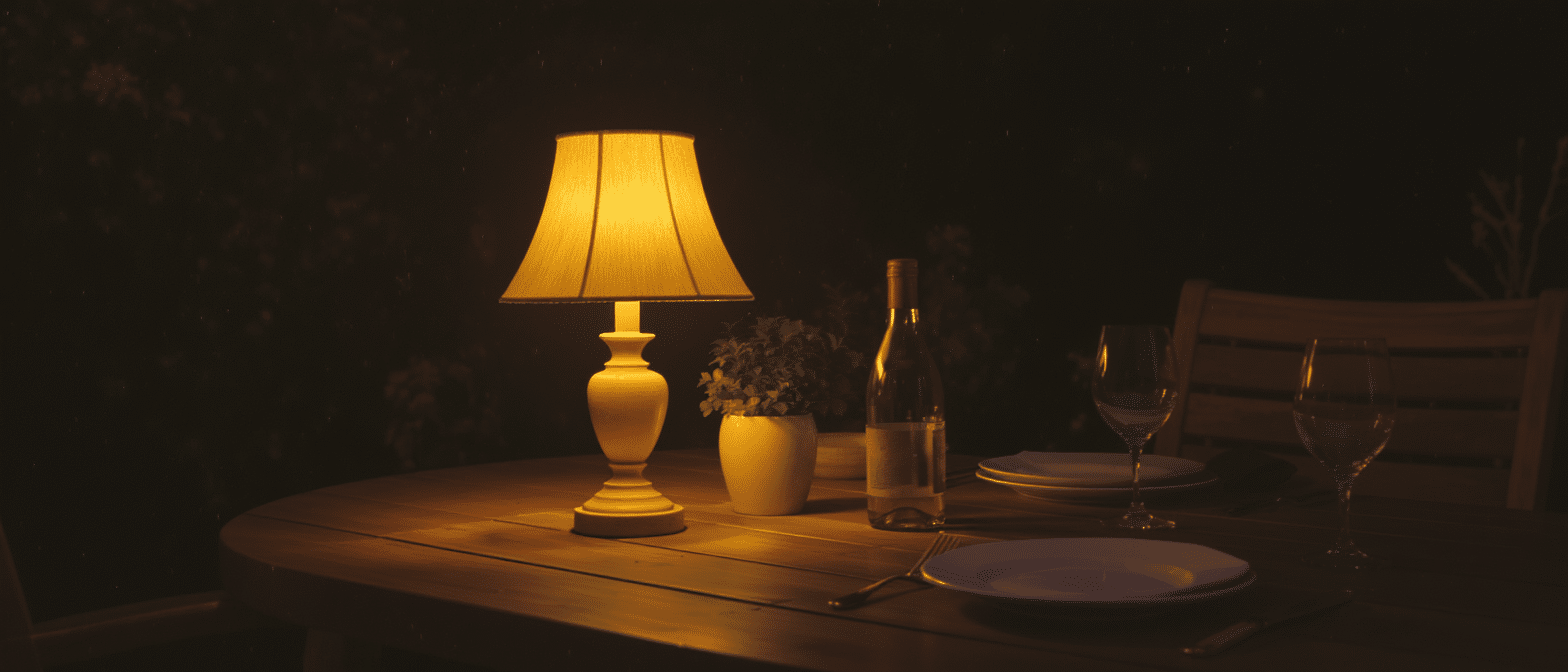 d&eacute;couvrez le secret d'une lampe dor&eacute;e &agrave; 16,99 &euro; qui a &eacute;clair&eacute; une table de jardin pendant 6 heures sans besoin de branchement, offrant une ambiance magique et autonome pour vos soir&eacute;es.