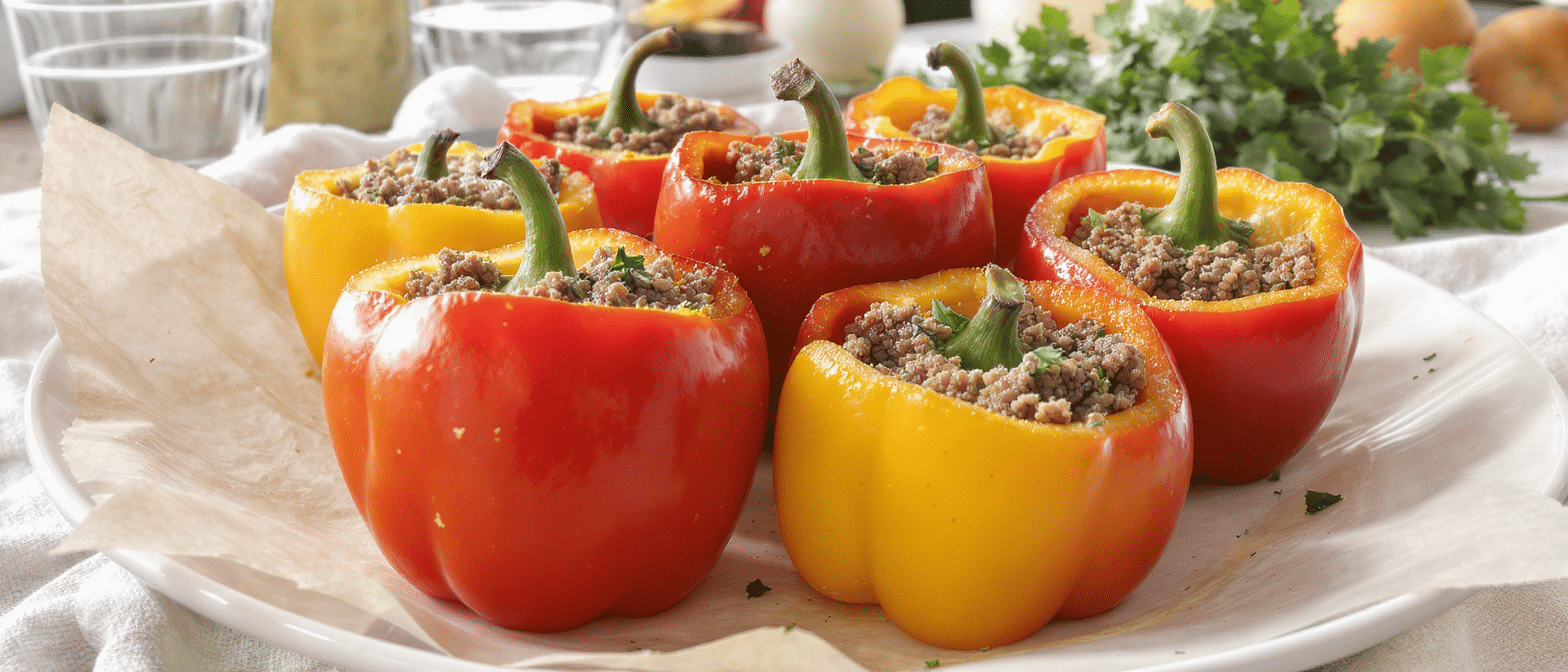 Dites adieu aux tomates farcies : ces poivrons au bœuf haché et aux herbes fraîches révolutionnent vos repas d’été avec éclat !