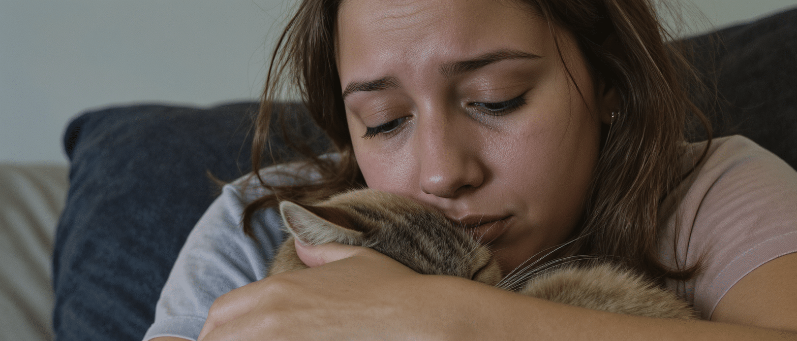 d&eacute;couvrez si le comportement de votre chat qui se blottit contre vous pendant vos larmes est une simple co&iuml;ncidence, un rituel apaisant ou une v&eacute;ritable &eacute;treinte r&eacute;confortante.