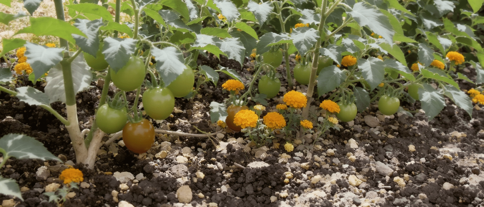 d&eacute;couvrez pourquoi les anciens plantaient des &oelig;illets d&rsquo;inde entre les plants de tomates pour repousser naturellement les vers du sol et prot&eacute;ger leur jardin.