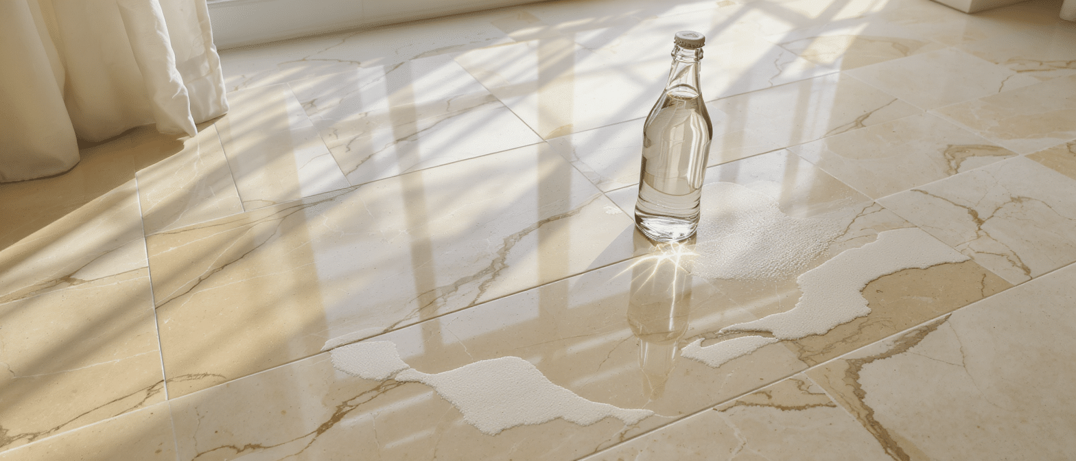 d&eacute;couvrez comment une astuce avec du vinaigre blanc a transform&eacute; un sol en travertin en une catastrophe irr&eacute;versible, et apprenez &agrave; &eacute;viter cette erreur courante.